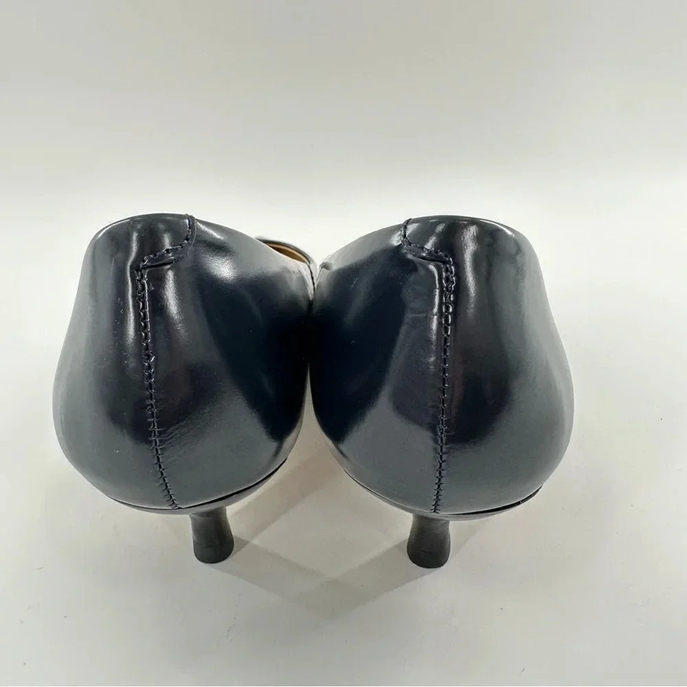Talbots womens kitten heels size 6.5 navy blue patent leather pointy toe